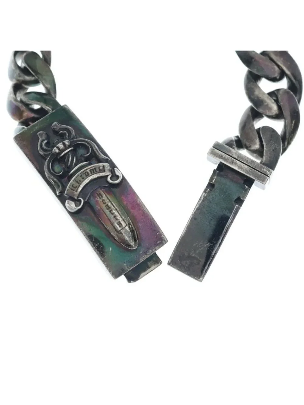 Chrome Hearts Dagger ID Classic Link Bracelet Black Rhodium